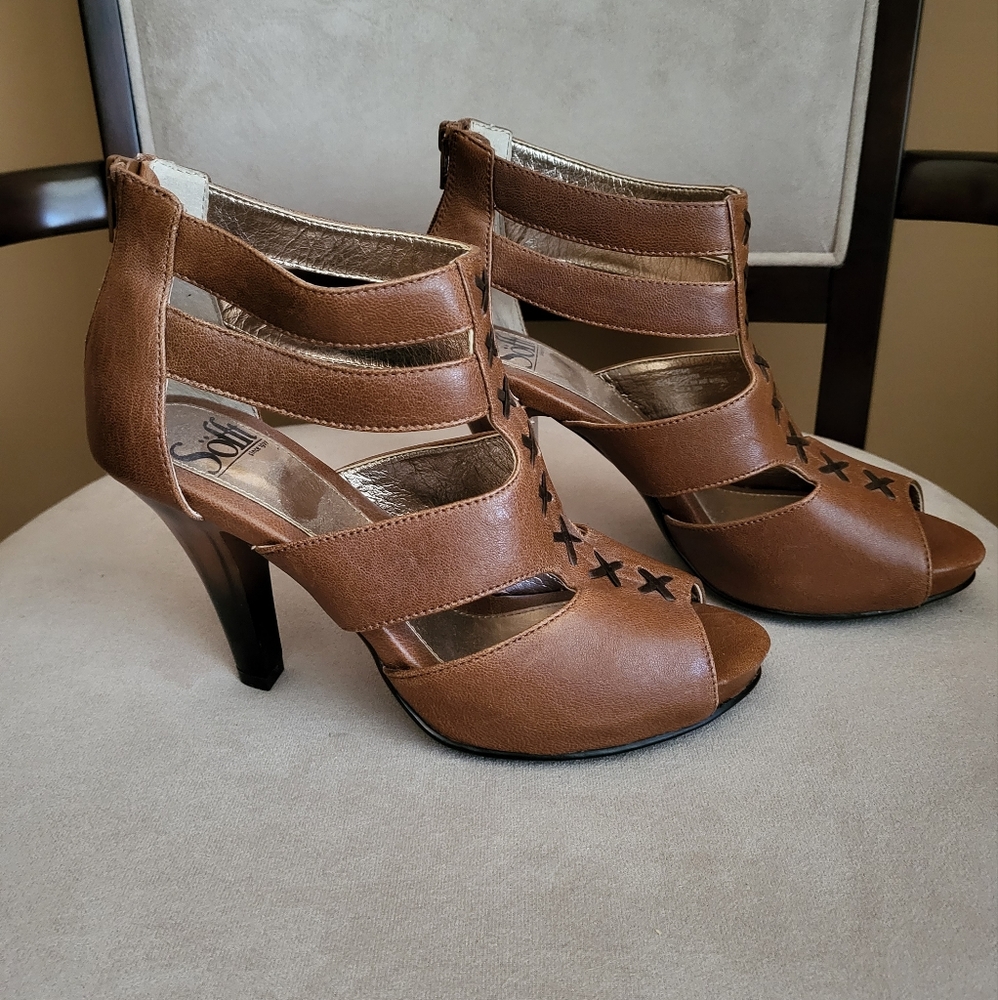 Sofft Open Toe Brown Leather Sandals